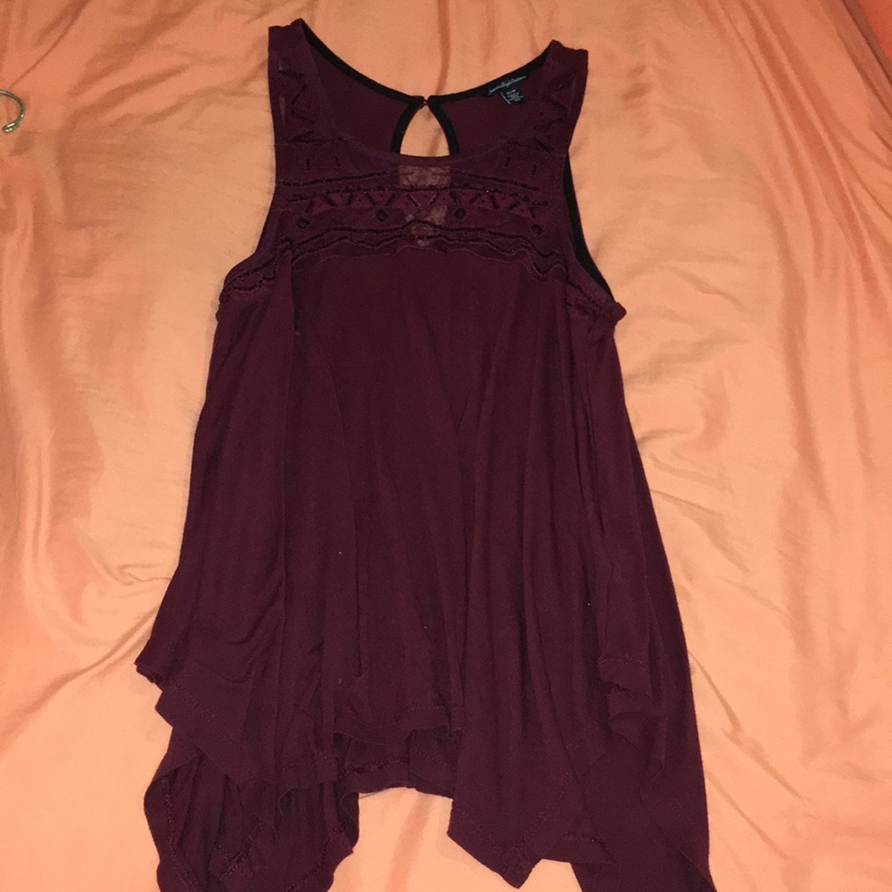 Garnet mesh beaded top